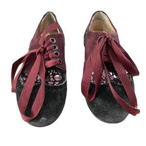 Andago Maroon Girls Black Burgandy Laced Shoes Size 30